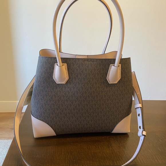 Michael Kors Mercer Gallery Small Signature Logo Satchel - brown/soft pink - Picture 3 of 11